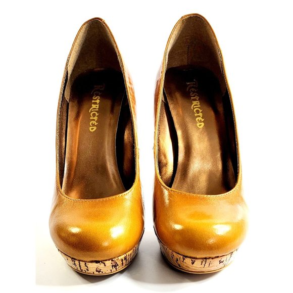 Restricted 4 3/4 Inch Stiletto Pumps Whiskey Color Size 6 Leather Upper with Cor - Picture 3 of 9